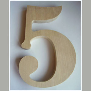"5" dřevěné domovní číslo v.18 cm